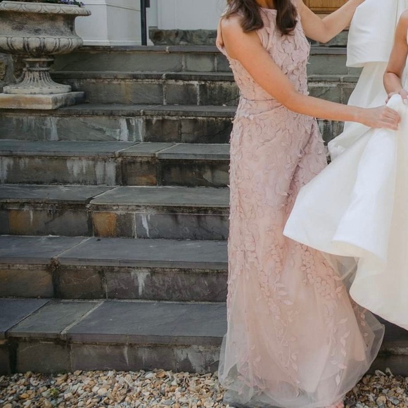 Size 2, BCBG Maxzaria maxi dress with floral appliqués on tulle. Worn once. - Picture 7 of 8